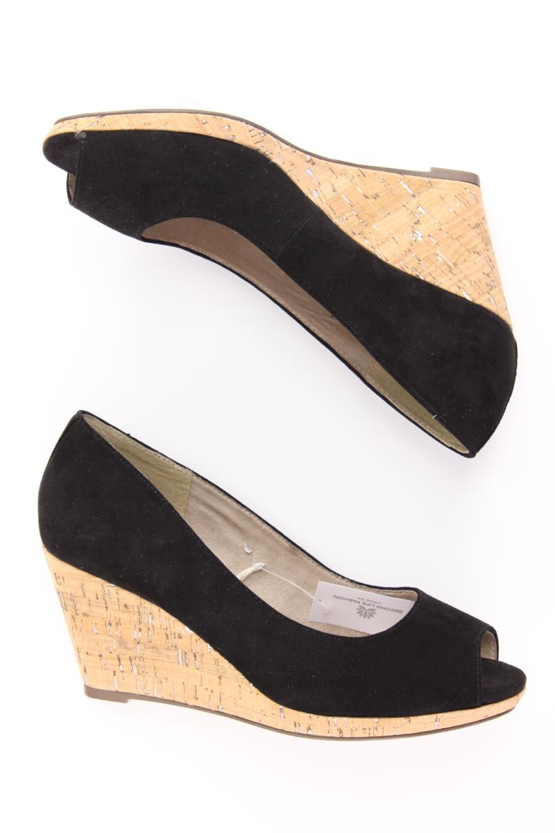 Tamaris Peep Toes mit Keilabsatz Gr. 38 neuwertig schwarz