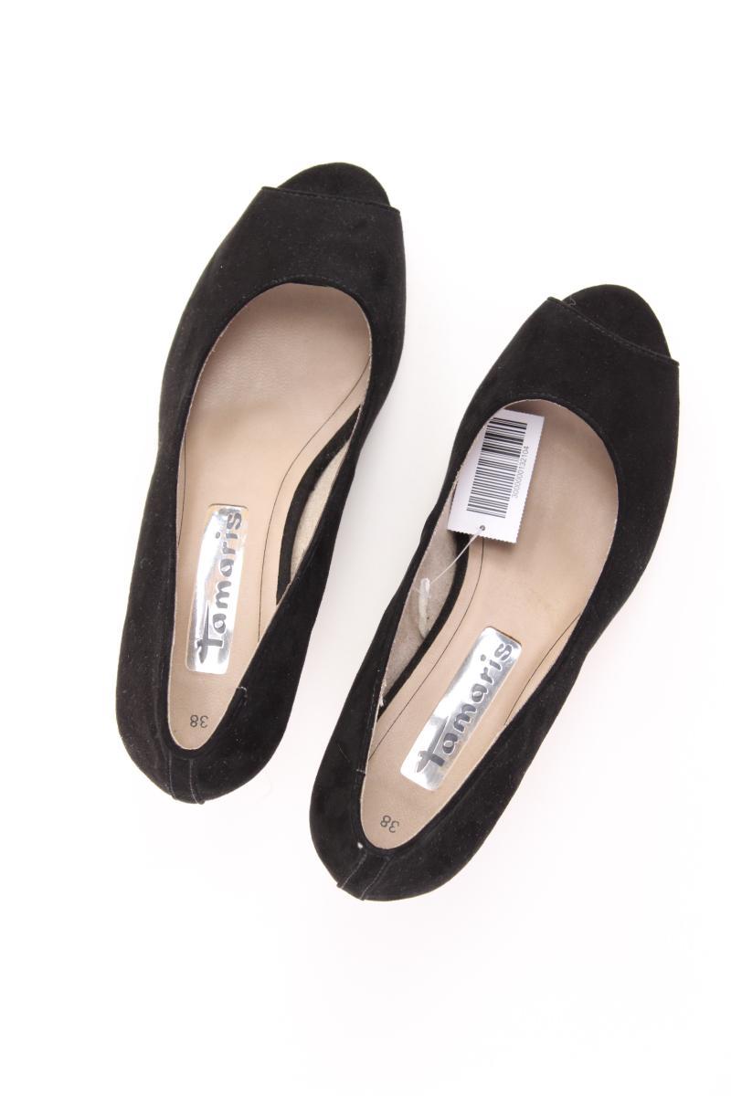 Tamaris Peep Toes mit Keilabsatz Gr. 38 neuwertig schwarz