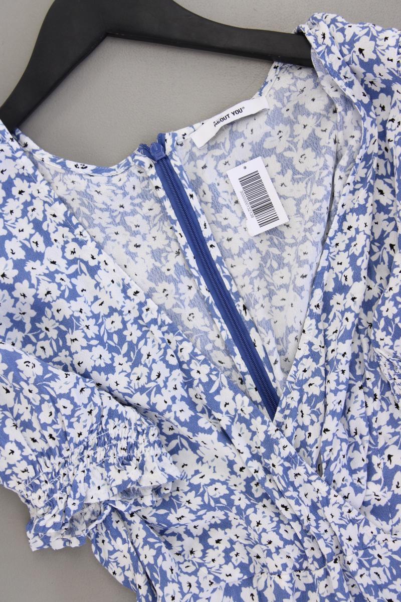 About You Kurzer Jumpsuit Gr. 38 mit Blumenmuster blau aus Viskose