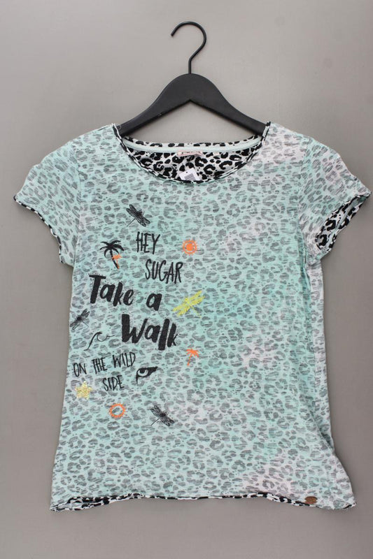 Timezone Printshirt Gr. XS mit Tierdruck Kurzarm türkis aus Baumwolle
