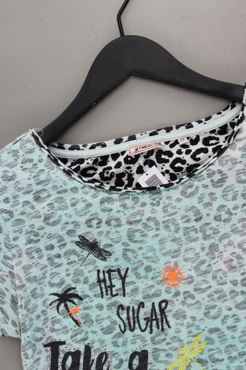 Timezone Printshirt Gr. XS mit Tierdruck Kurzarm türkis aus Baumwolle
