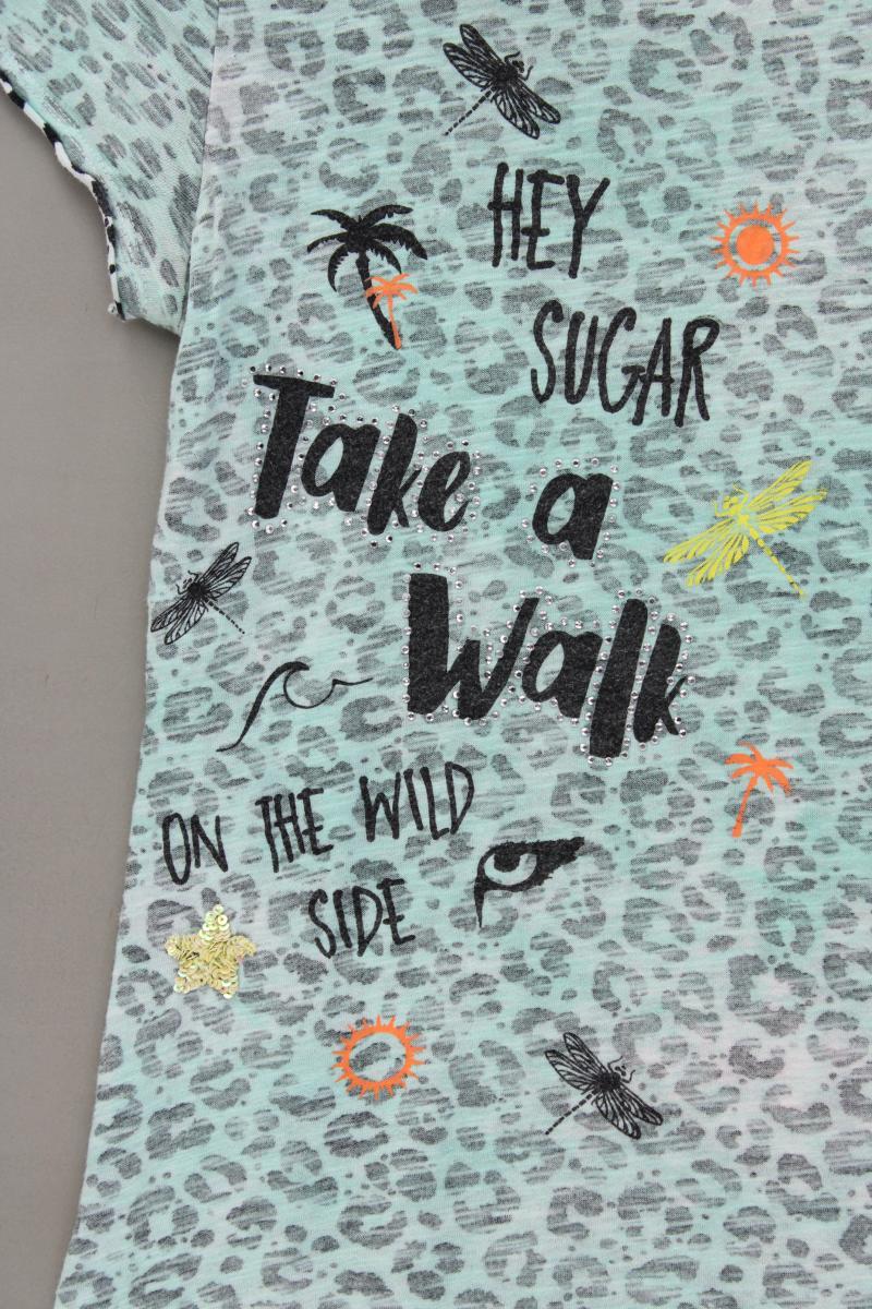 Timezone Printshirt Gr. XS mit Tierdruck Kurzarm türkis aus Baumwolle