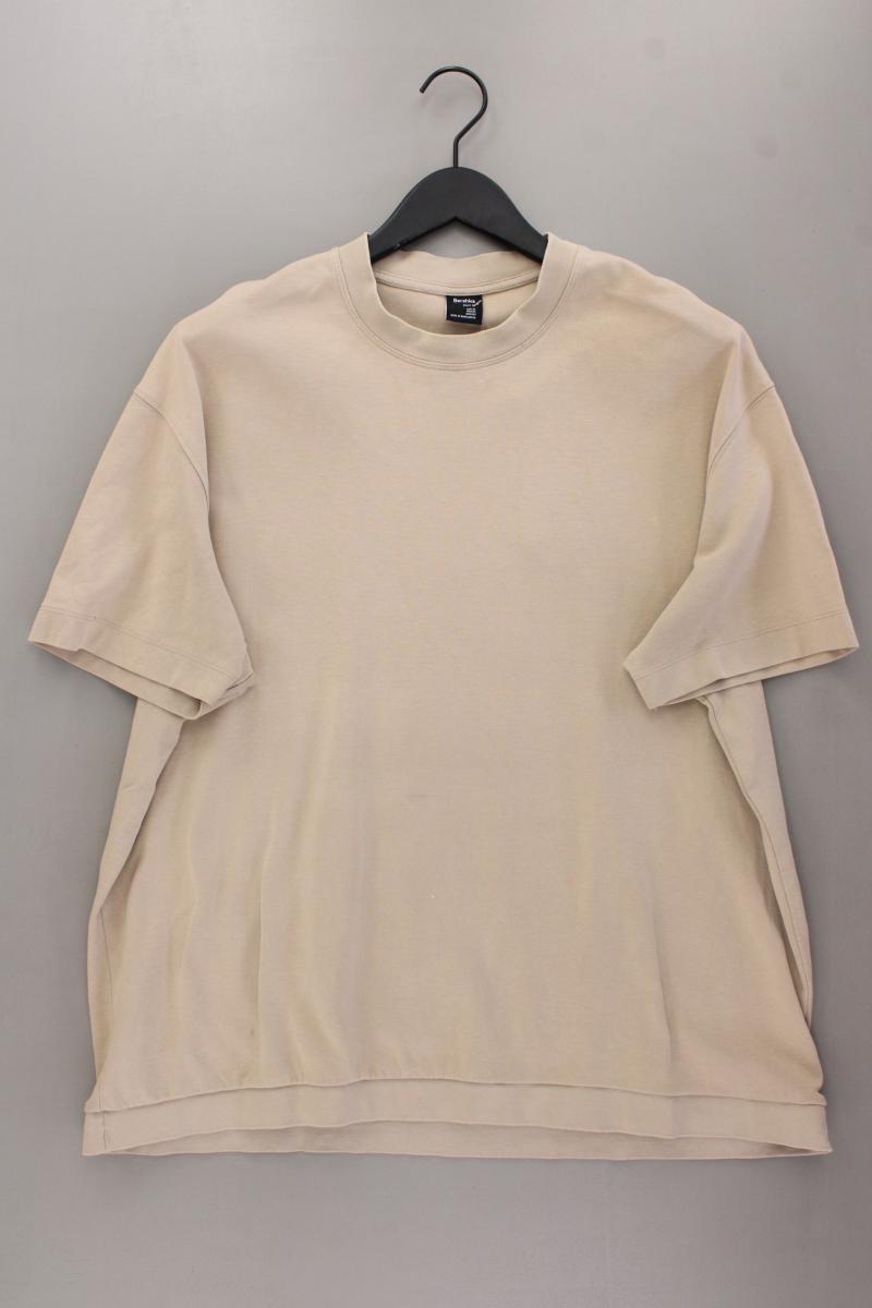 Bershka T-Shirt Boxy Fit für Herren Gr. XL Kurzarm braun