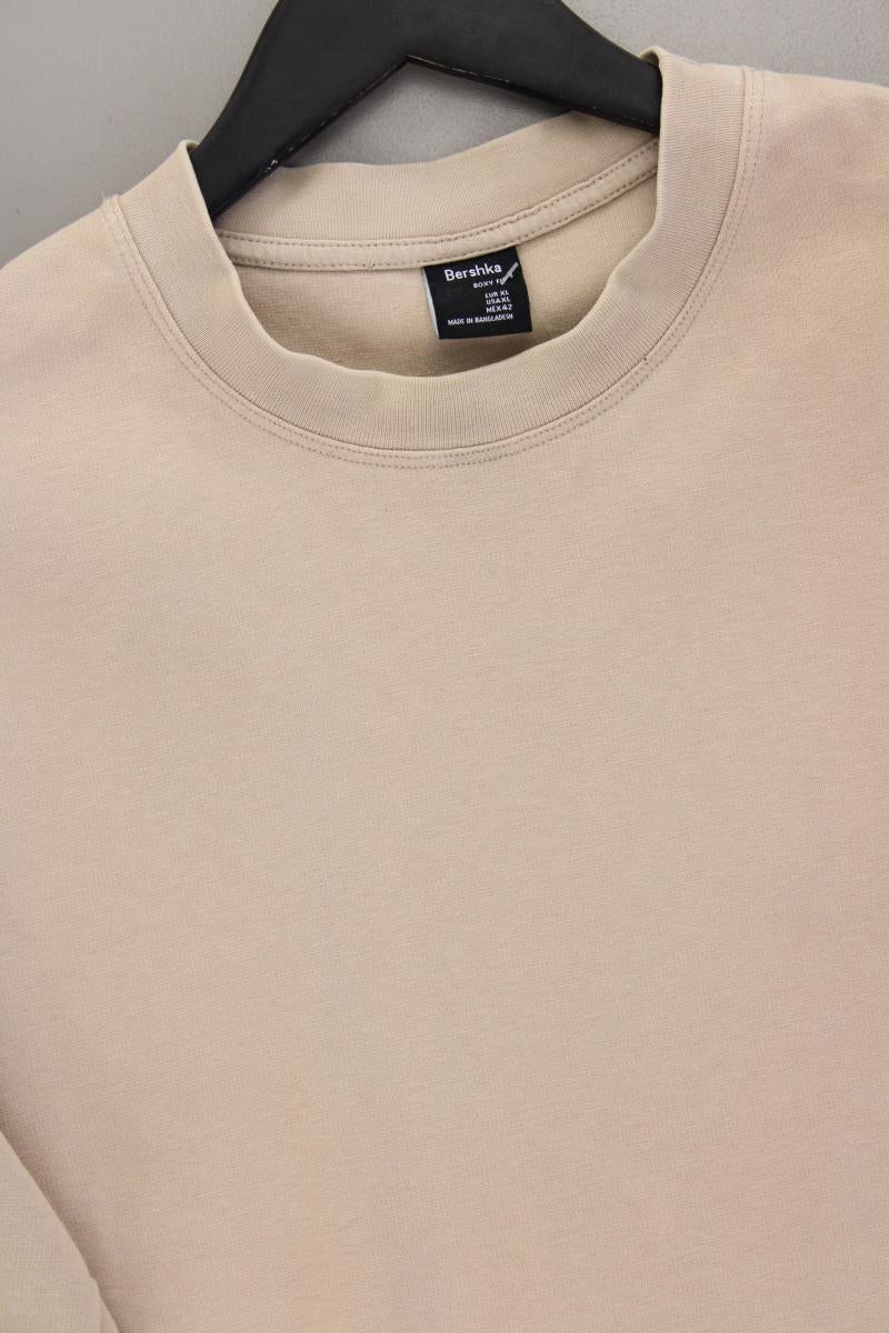Bershka T-Shirt Boxy Fit für Herren Gr. XL Kurzarm braun