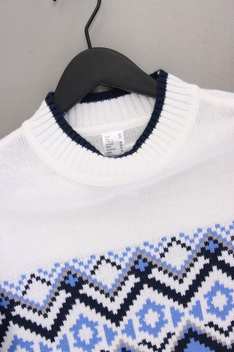 Grobstrickpullover Gr. 46 mit Faire-Isle-Muster neuwertig creme aus Polyacryl