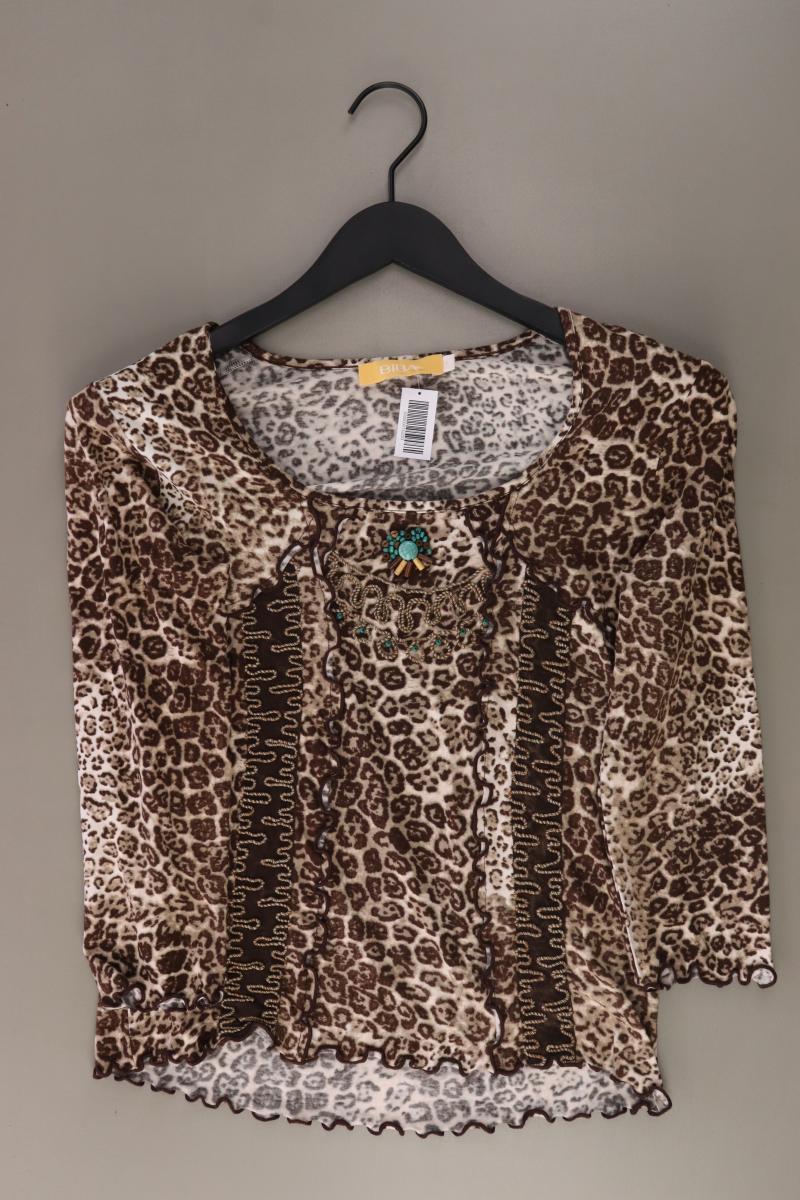Biba Printshirt Gr. 38 mit Tierdruck 3/4 Ärmel braun aus Viskose
