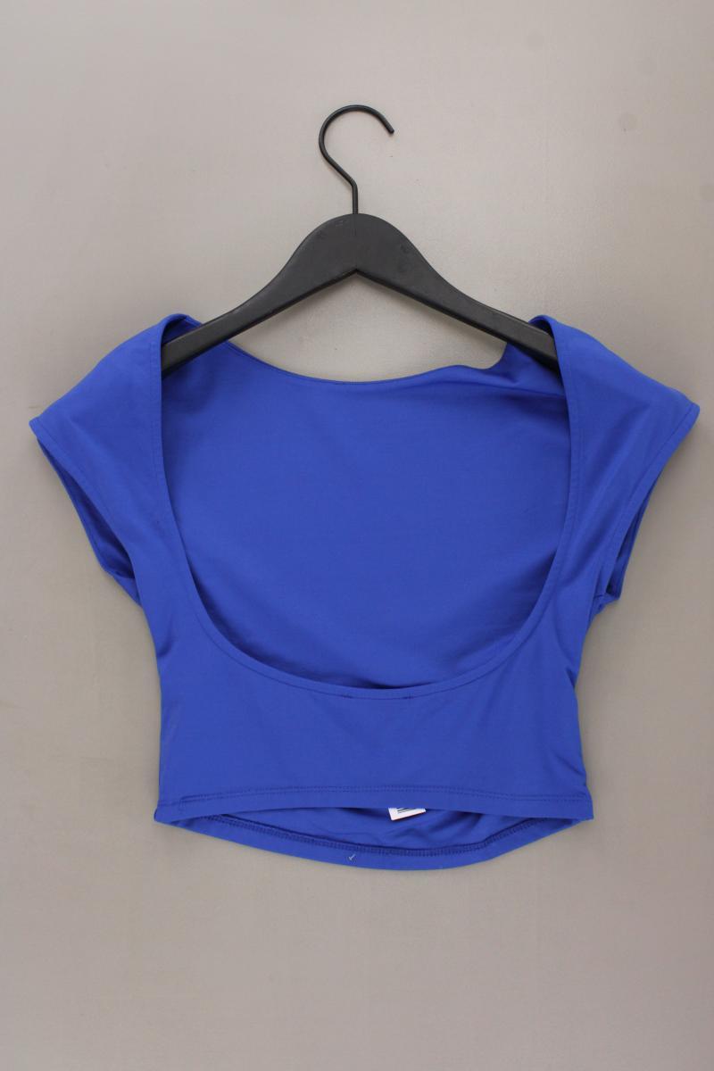 Bershka Cropped Shirt Gr. M Kurzarm blau aus Polyamid