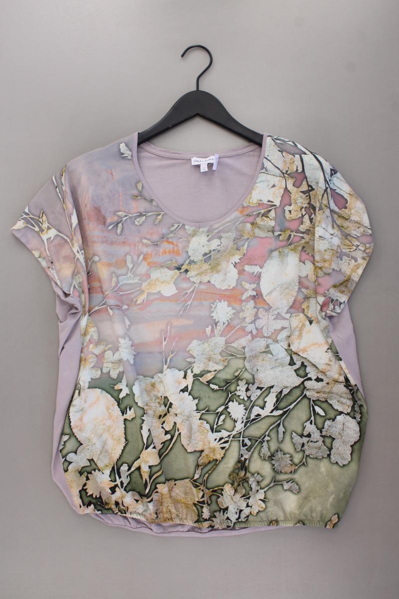 Gina Laura Kurzarmbluse Gr. 48/50 mit Blumenmuster mehrfarbig aus Polyester