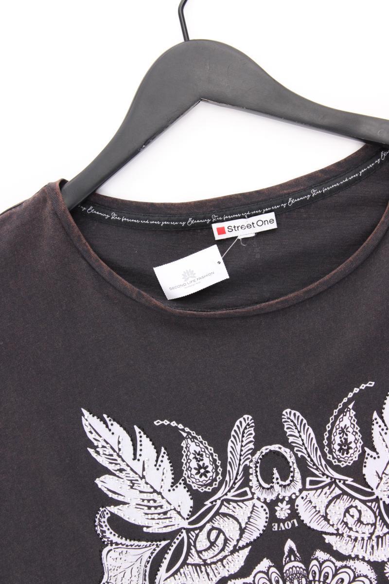 Street One Printshirt Gr. 48 Kurzarm grau