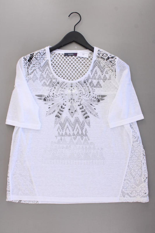 estelle jolie T-Shirt Gr. 46 neuwertig Kurzarm weiß aus Polyester