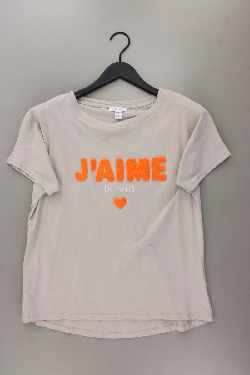 Amisu Shirt Gr. XS neuwertig Kurzarm grau aus Baumwolle