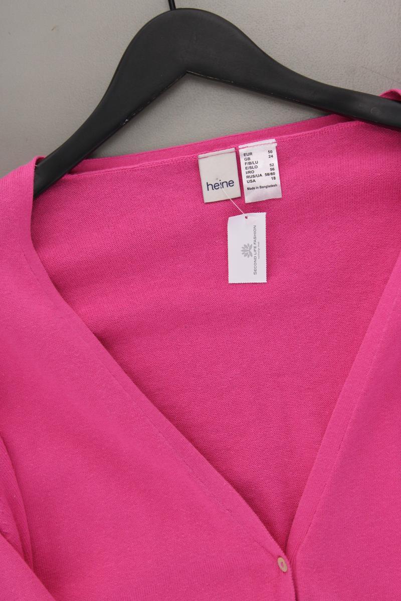 Heine Strickjacke Gr. 50 Langarm pink aus Baumwolle