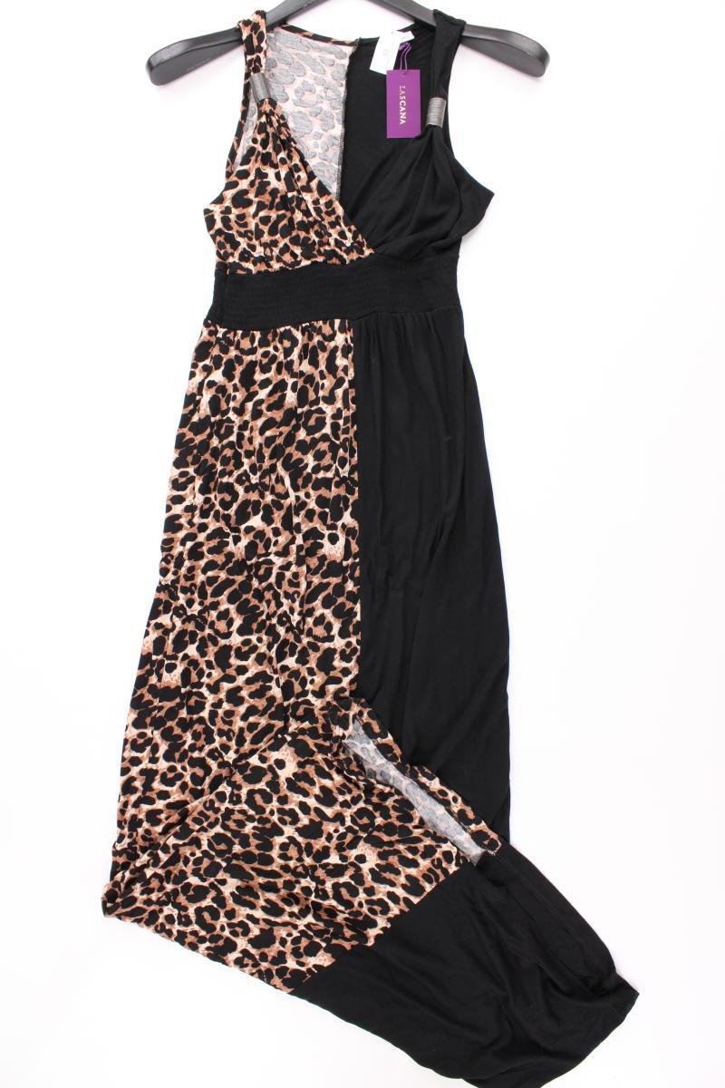 Lascana Trägerkleid Gr. 34 mit Tierdruck neu mit Etikett schwarz aus Viskose