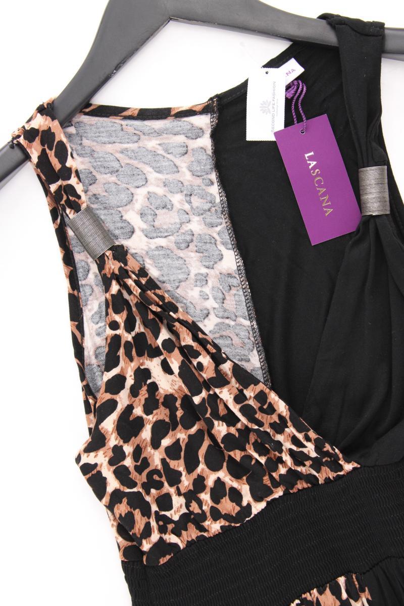 Lascana Trägerkleid Gr. 34 mit Tierdruck neu mit Etikett schwarz aus Viskose