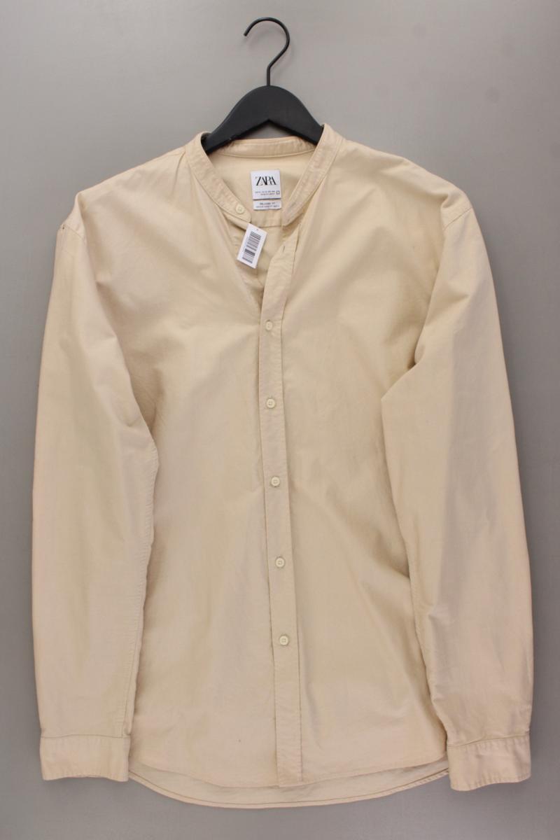 Zara Langarmhemd für Herren Gr. XL creme aus Baumwolle