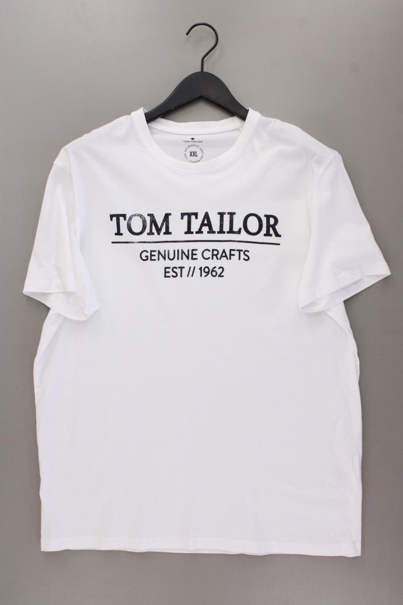 Tom Tailor Printshirt für Herren Gr. XXL Kurzarm weiß aus Baumwolle