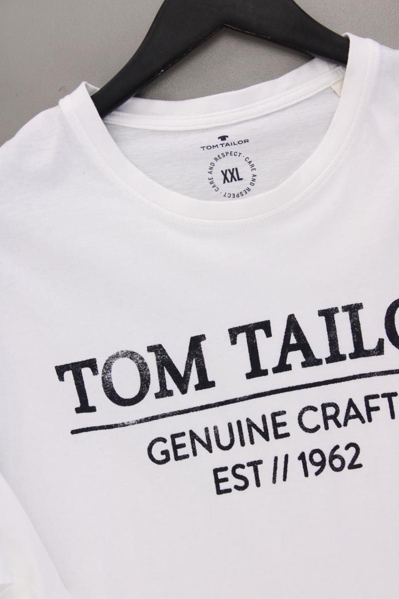 Tom Tailor Printshirt für Herren Gr. XXL Kurzarm weiß aus Baumwolle