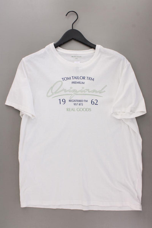 Tom Tailor Printshirt für Herren Gr. XXL Kurzarm weiß aus Baumwolle