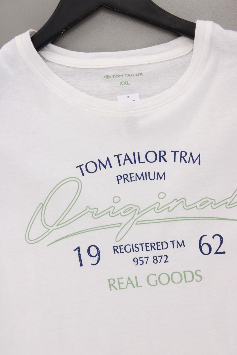 Tom Tailor Printshirt für Herren Gr. XXL Kurzarm weiß aus Baumwolle