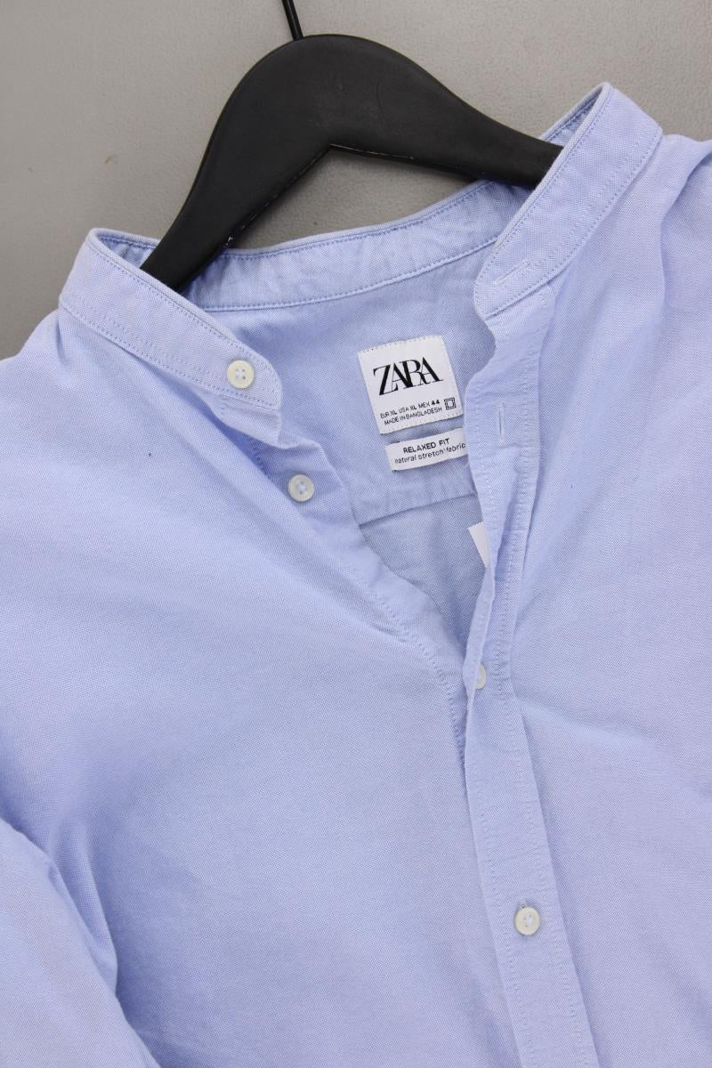 Zara Langarmhemd für Herren Gr. XL blau aus Baumwolle