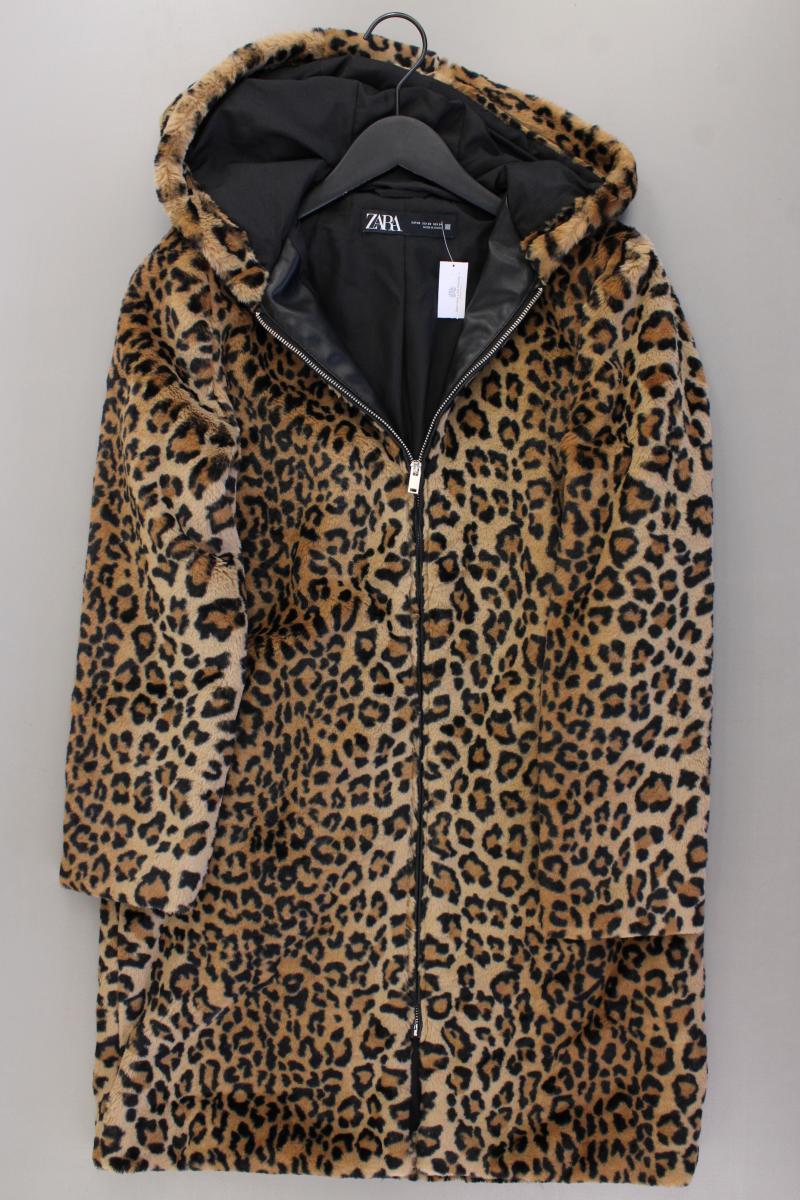 Zara Kapuzenmantel Gr. XS mit Tierdruck neuwertig braun aus Polyester