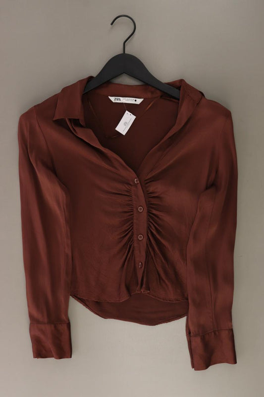Zara Langarmbluse Gr. XS braun aus Viskose