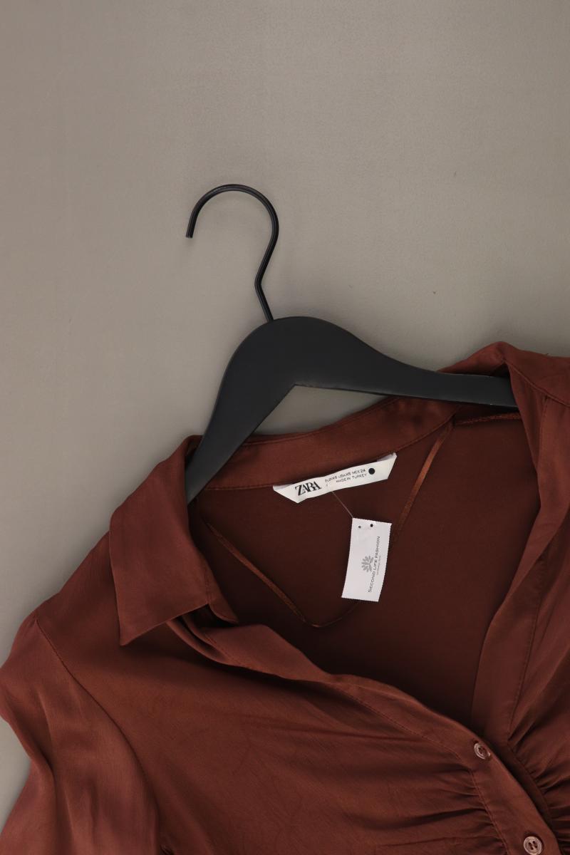 Zara Langarmbluse Gr. XS braun aus Viskose