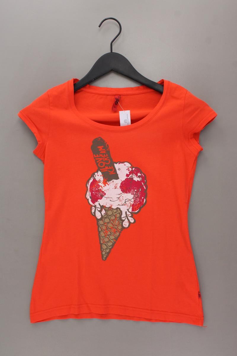 QS by s.Oliver Printshirt Gr. XS Kurzarm orange aus Baumwolle