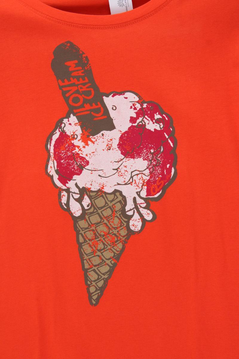 QS by s.Oliver Printshirt Gr. XS Kurzarm orange aus Baumwolle