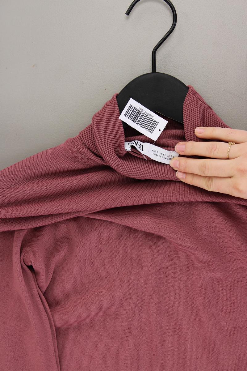 Zara Rollkragenshirt Gr. L neuwertig Langarm rosa aus Viskose
