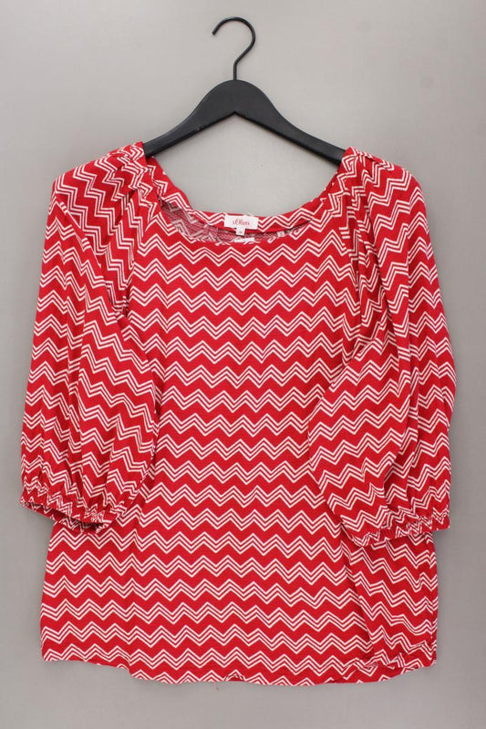 s.Oliver Classic Bluse Gr. 44 geometrisches Muster neuwertig 3/4 Ärmel rot