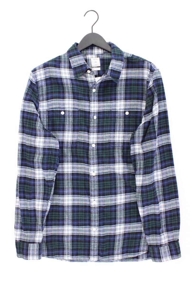 GAP Karohemd für Herren Gr. XL kariert Langarm blau aus Baumwolle