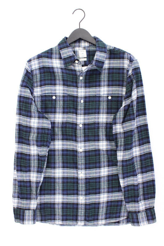 GAP Karohemd für Herren Gr. XL kariert Langarm blau aus Baumwolle