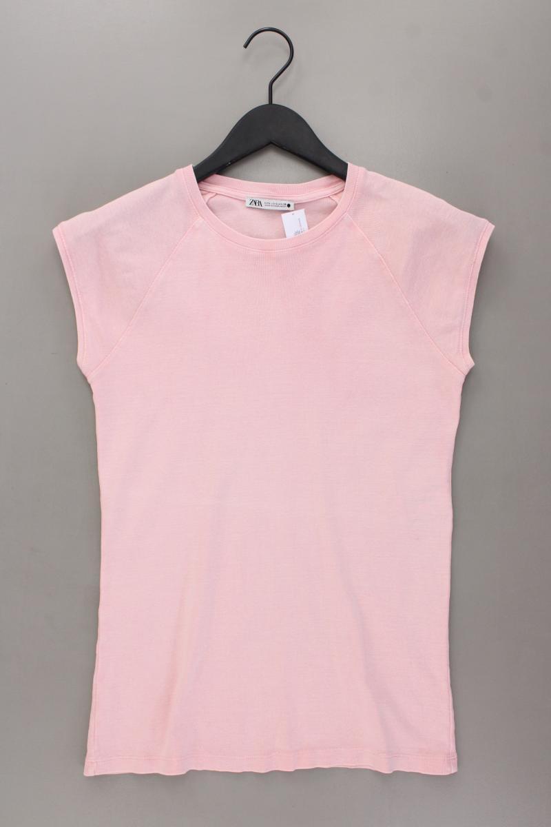 Zara T-Shirt Gr. L Kurzarm rosa aus Baumwolle