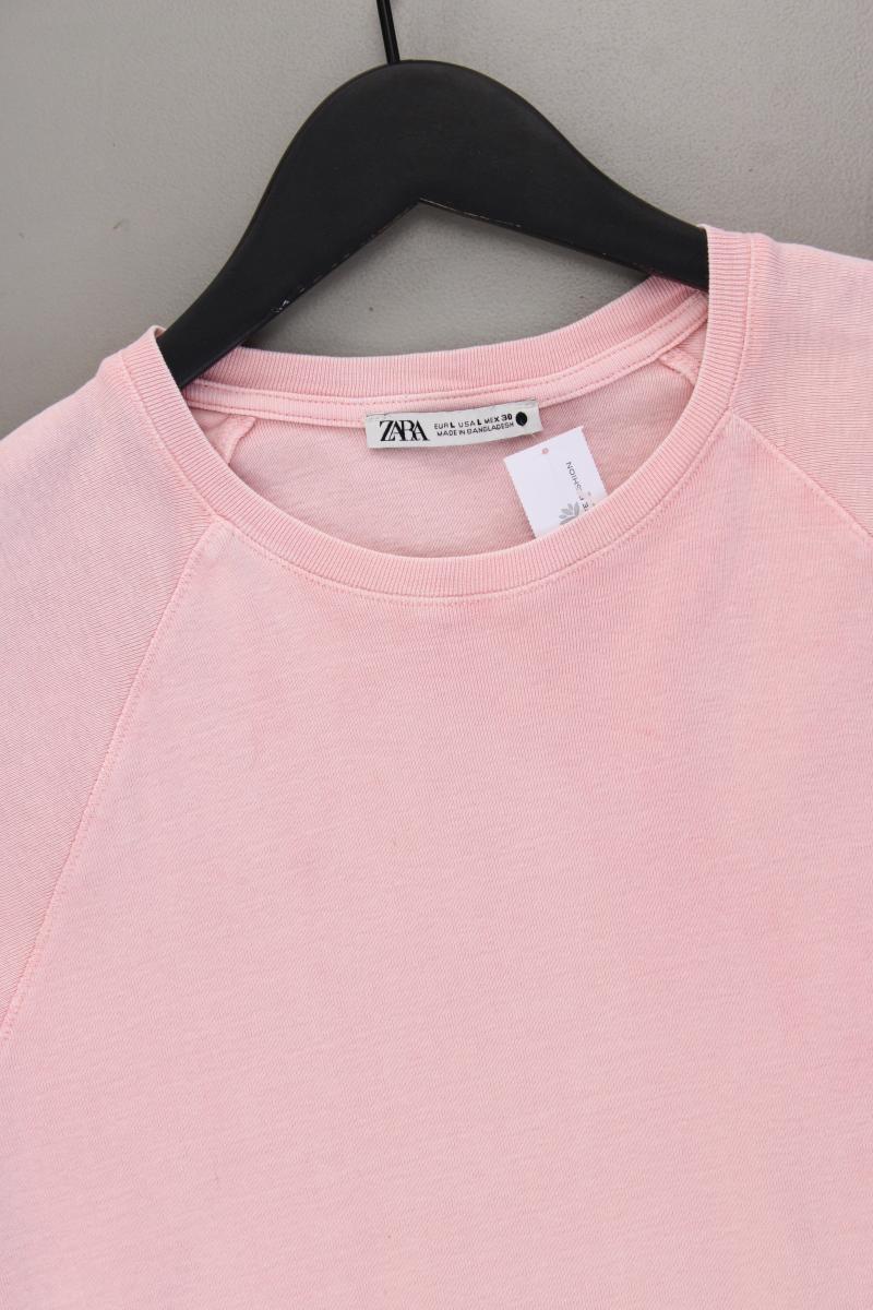 Zara T-Shirt Gr. L Kurzarm rosa aus Baumwolle