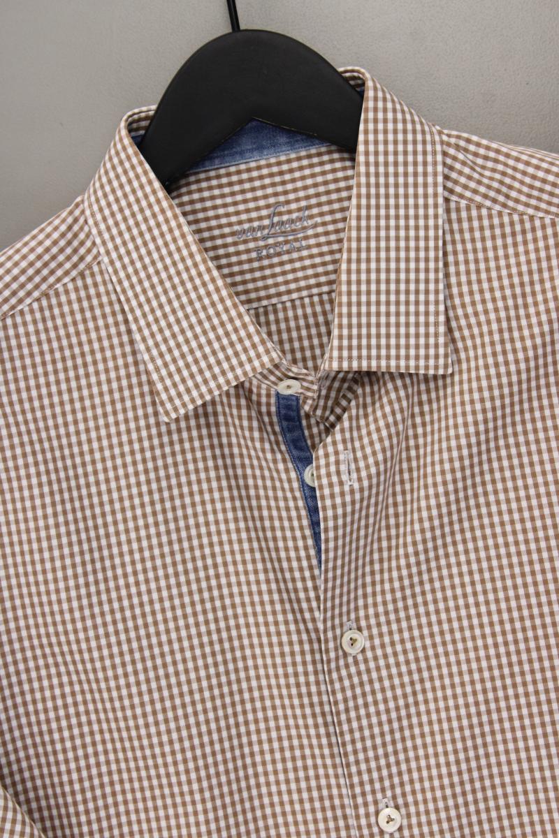 van Laack Karohemd für Herren Gr. Hemdgröße 44 kariert Kurzarm braun