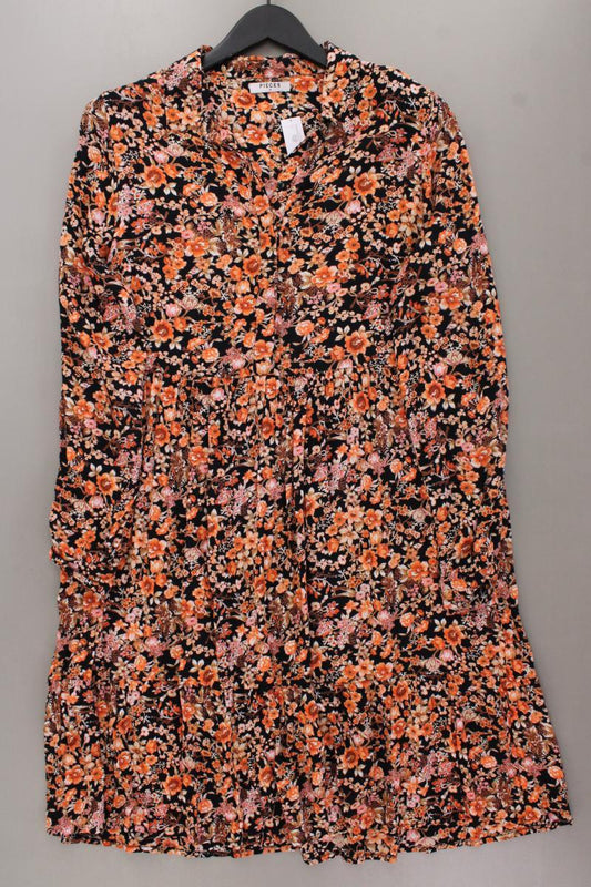 Pieces Langarmkleid Gr. M mit Blumenmuster orange aus Viskose