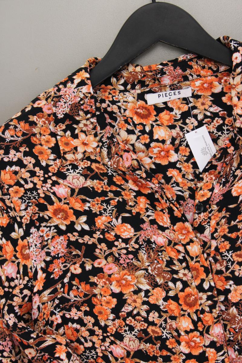 Pieces Langarmkleid Gr. M mit Blumenmuster orange aus Viskose
