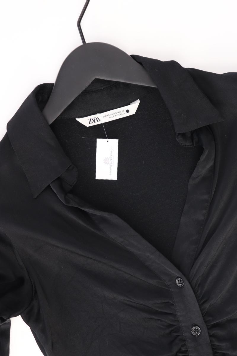 Zara Satinbluse Gr. XS Langarm schwarz aus Viskose