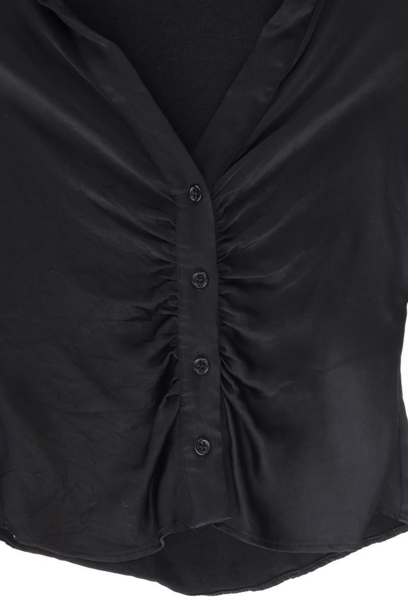 Zara Satinbluse Gr. XS Langarm schwarz aus Viskose