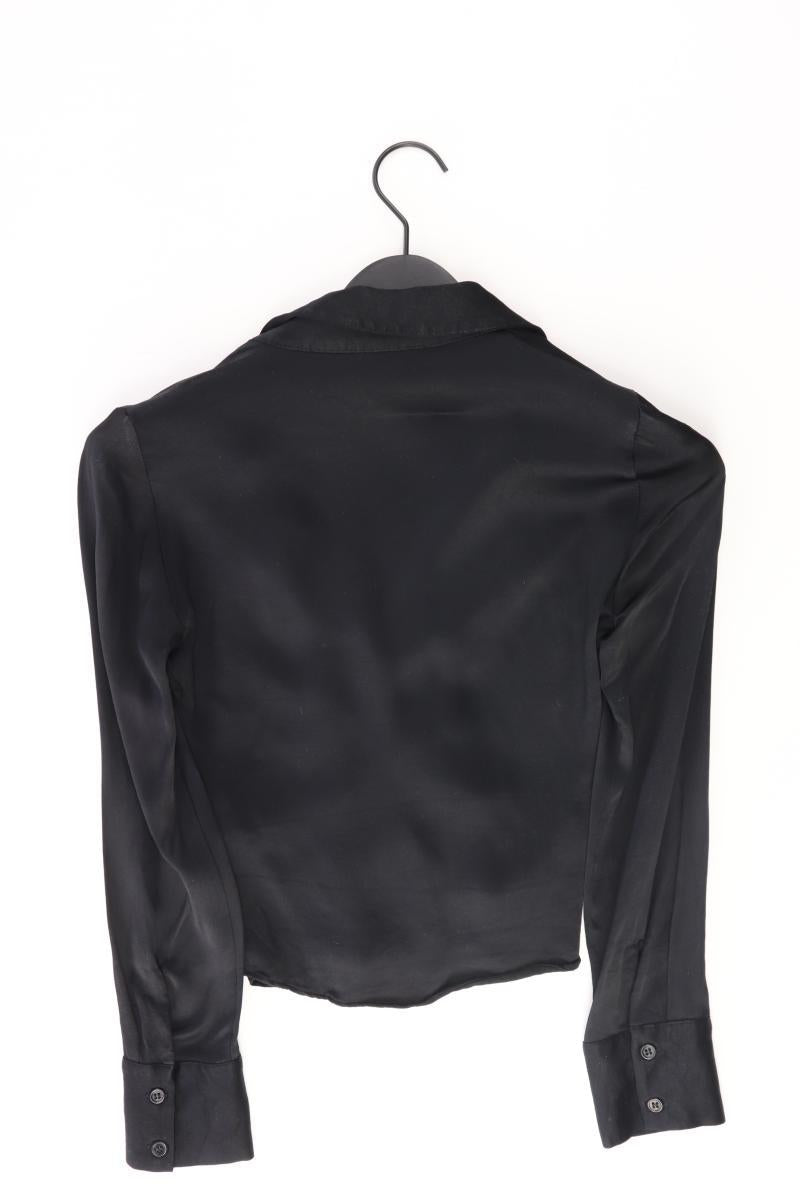 Zara Satinbluse Gr. XS Langarm schwarz aus Viskose