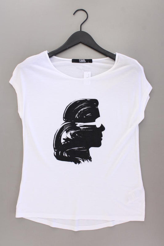 Karl Lagerfeld Printshirt Gr. XS Kurzarm weiß aus Viskose
