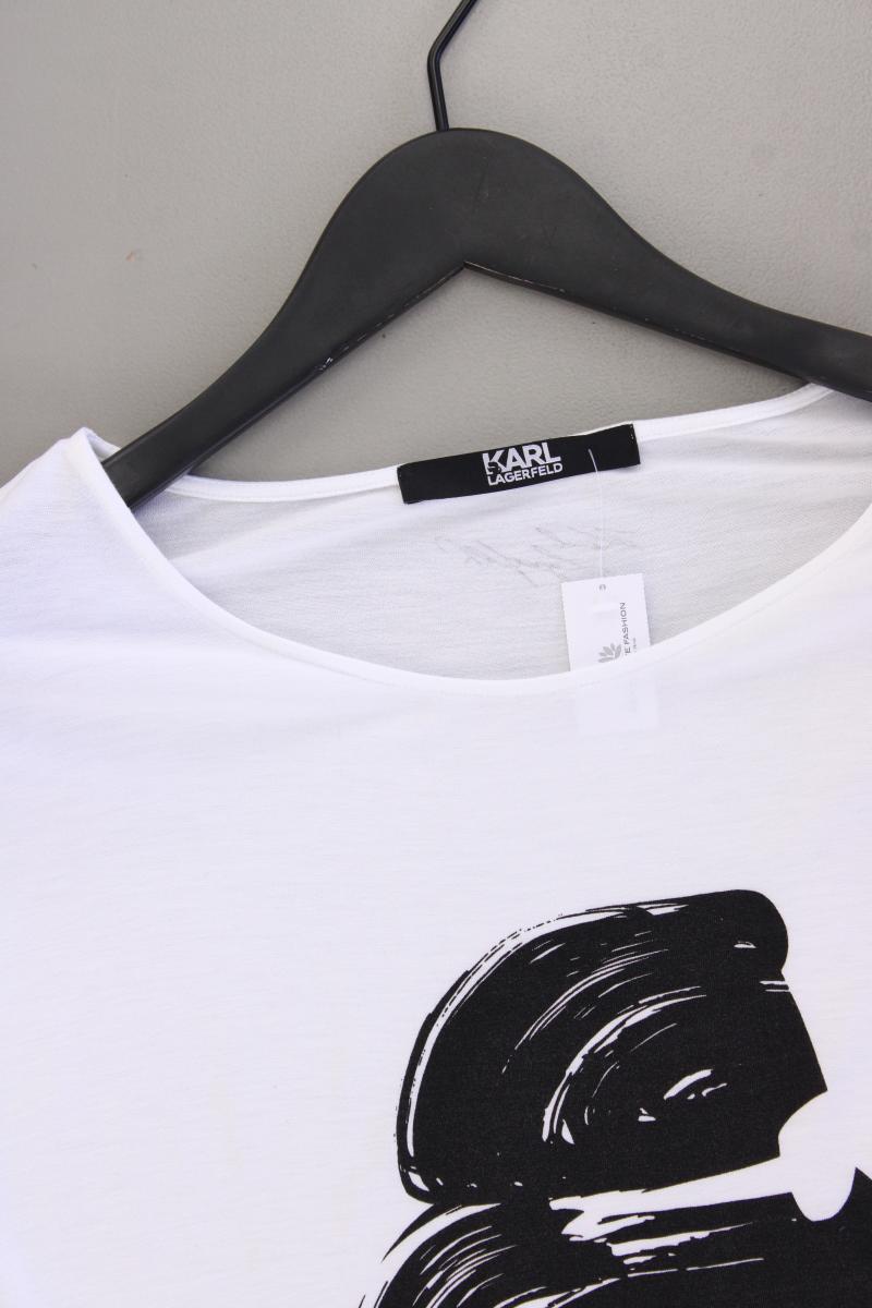 Karl Lagerfeld Printshirt Gr. XS Kurzarm weiß aus Viskose