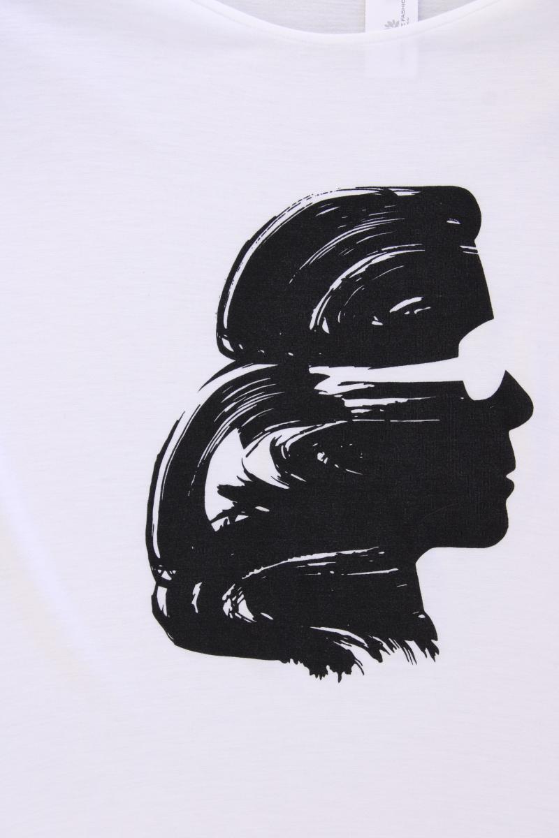 Karl Lagerfeld Printshirt Gr. XS Kurzarm weiß aus Viskose
