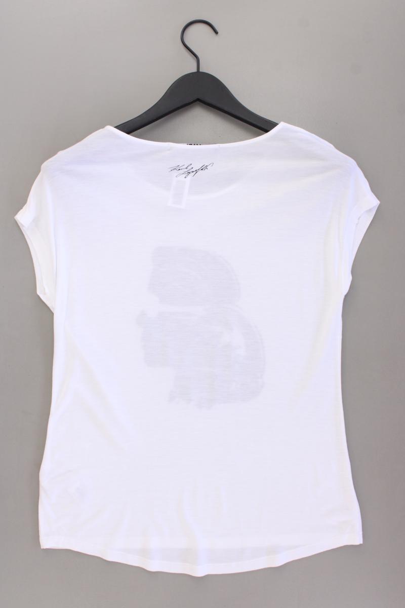 Karl Lagerfeld Printshirt Gr. XS Kurzarm weiß aus Viskose