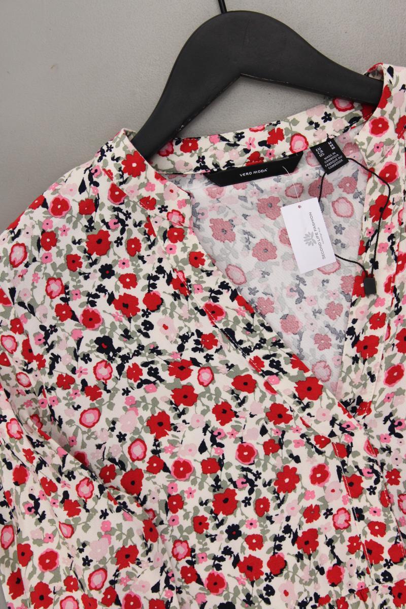 Vero Moda Sommerkleid Gr. M mit Blumenmuster 3/4 Ärmel rot aus Viskose