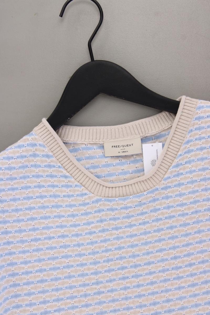Free/Quent Strickshirt Gr. XS Kurzarm blau aus Baumwolle