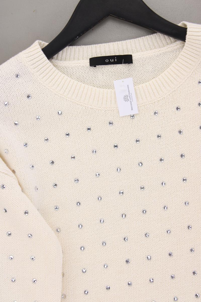Oui Feinstrickpullover Gr. 38 neuwertig creme aus Baumwolle