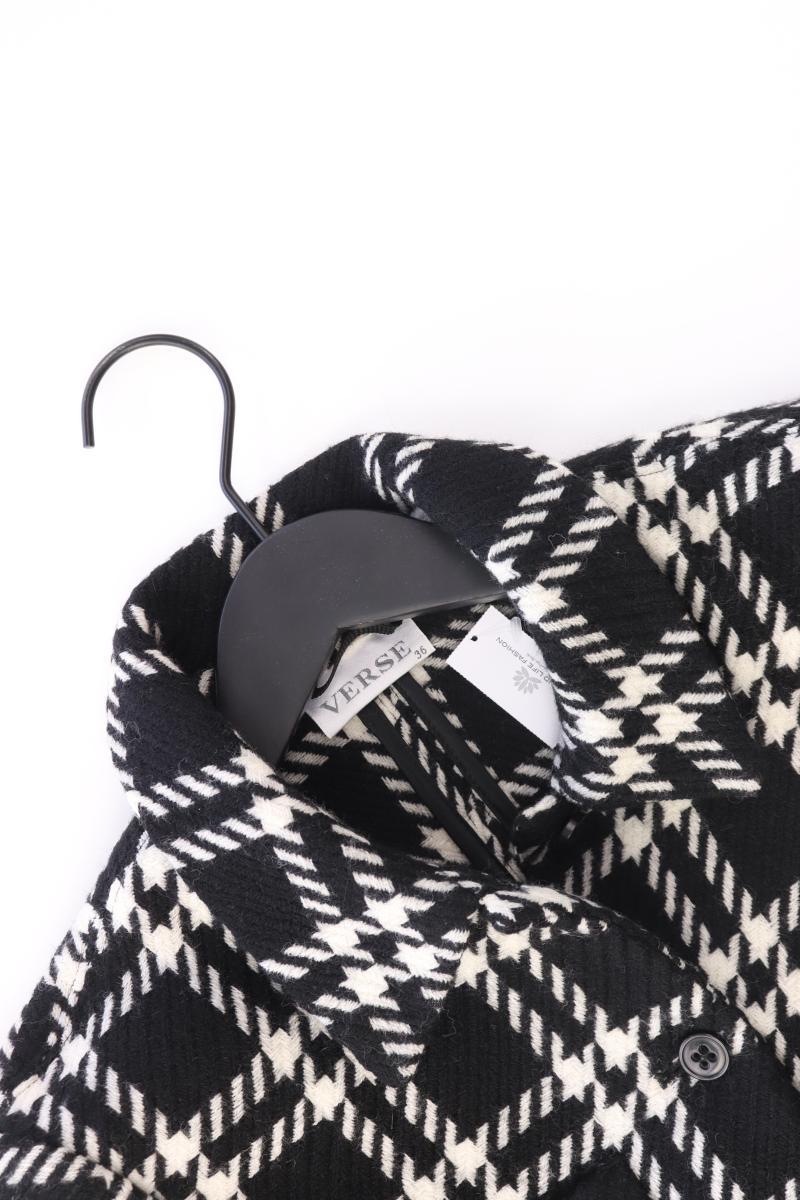 Verse Wolljacke Gr. 36 geometrisches Muster schwarz aus Schurwolle