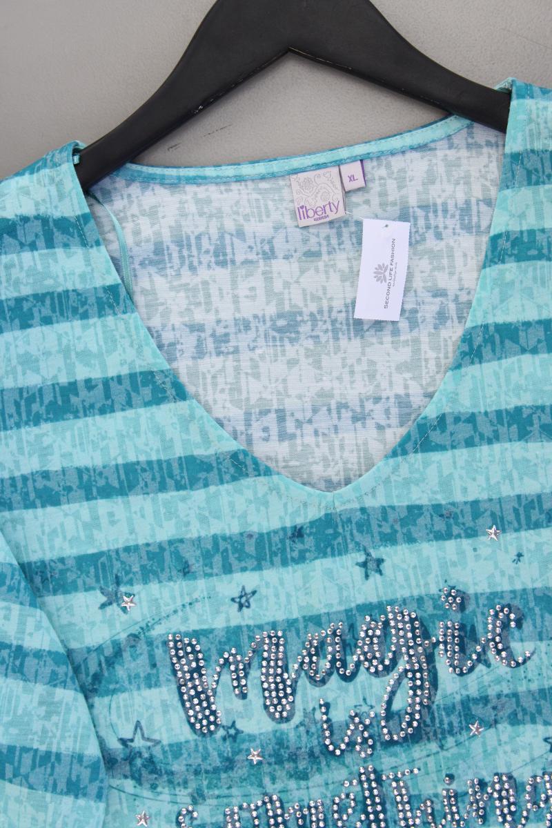 Liberty Ringelshirt Gr. XL gestreift 3/4 Ärmel türkis aus Polyester